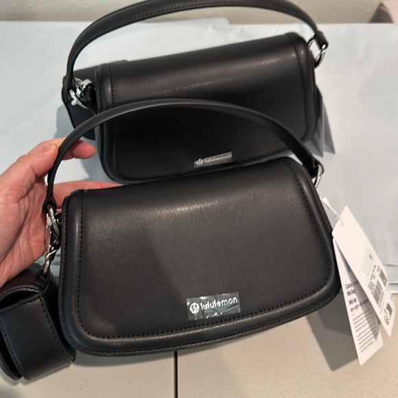 lululemon athletica Black Shoulder Bag Set Leather Alternative Mini Bag 1.2L - Picture 10 of 13